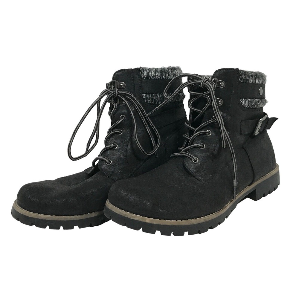 Cliffs by White Mountain Womens US 11 Parson Black Lace Up Ankle Boots Faux Fur